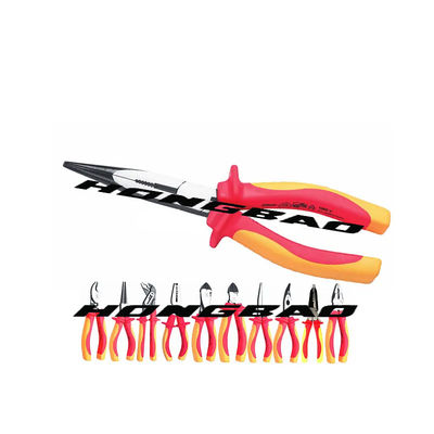 6 8&quot; Vde 1000v Tool Kits คีมปากแหลมตัดข้างหุ้มฉนวน Long Nose Cr-V
