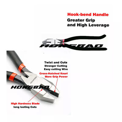 คีมตัดข้างแบบรวม 7&quot; 8&quot; 9&quot; 60CRV ไลน์แมนเหล็ก Drop Forged