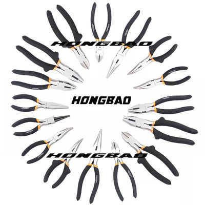 45# เหล็กกล้าคาร์บอน ด้ามจุ่ม 6&quot; 8&quot; สูง ไหล่มาตรฐาน คีมผสมชนิดอเมริกันงอจมูกแนวทแยง