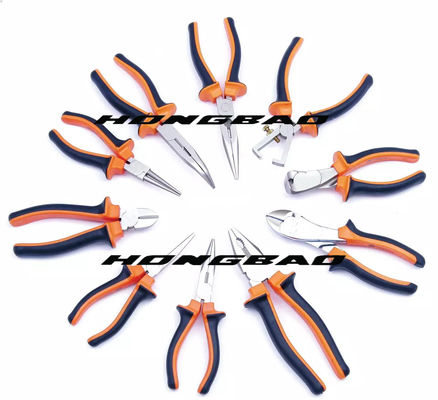 45# เหล็กกล้าคาร์บอน ด้ามจุ่ม 6&quot; 8&quot; สูง ไหล่มาตรฐาน คีมผสมชนิดอเมริกันงอจมูกแนวทแยง