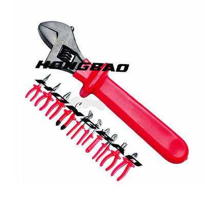 ใหม่ 8 10 12 15 &quot;1000 V แรงดันไฟฟ้าหุ้มฉนวนไขมันจุ่มพลาสติก Handle Grip ประแจปรับได้ 1000V AC ADJ Spanner Wrench